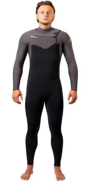 2026 Gul Mens Yulex Flexor 5/4mm Chest Zip Wetsuit FX1221-BKGY - Black / Grey